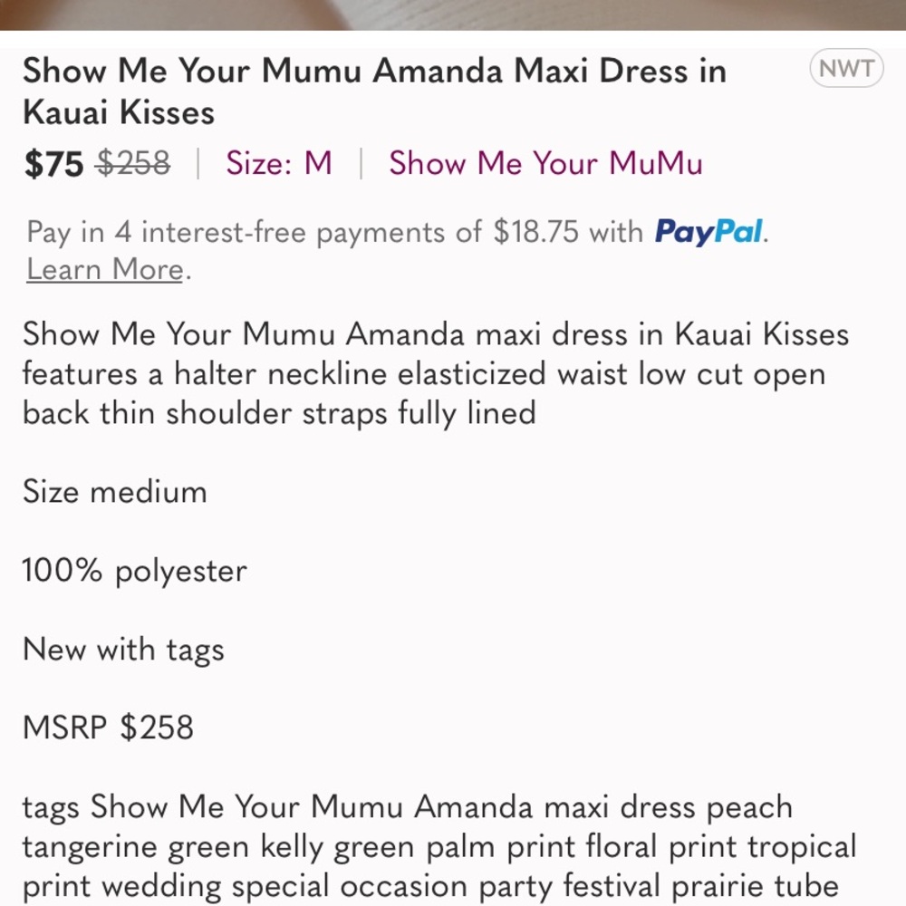 Show Me Your Mumu Coral Green Tropical Heather Halter Dress - Picture 10 of 10